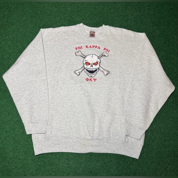 Vintage 90s Phi Kappa Psi INSANE Skull Graphic Fraternity XL Crewneck Sweatshirt